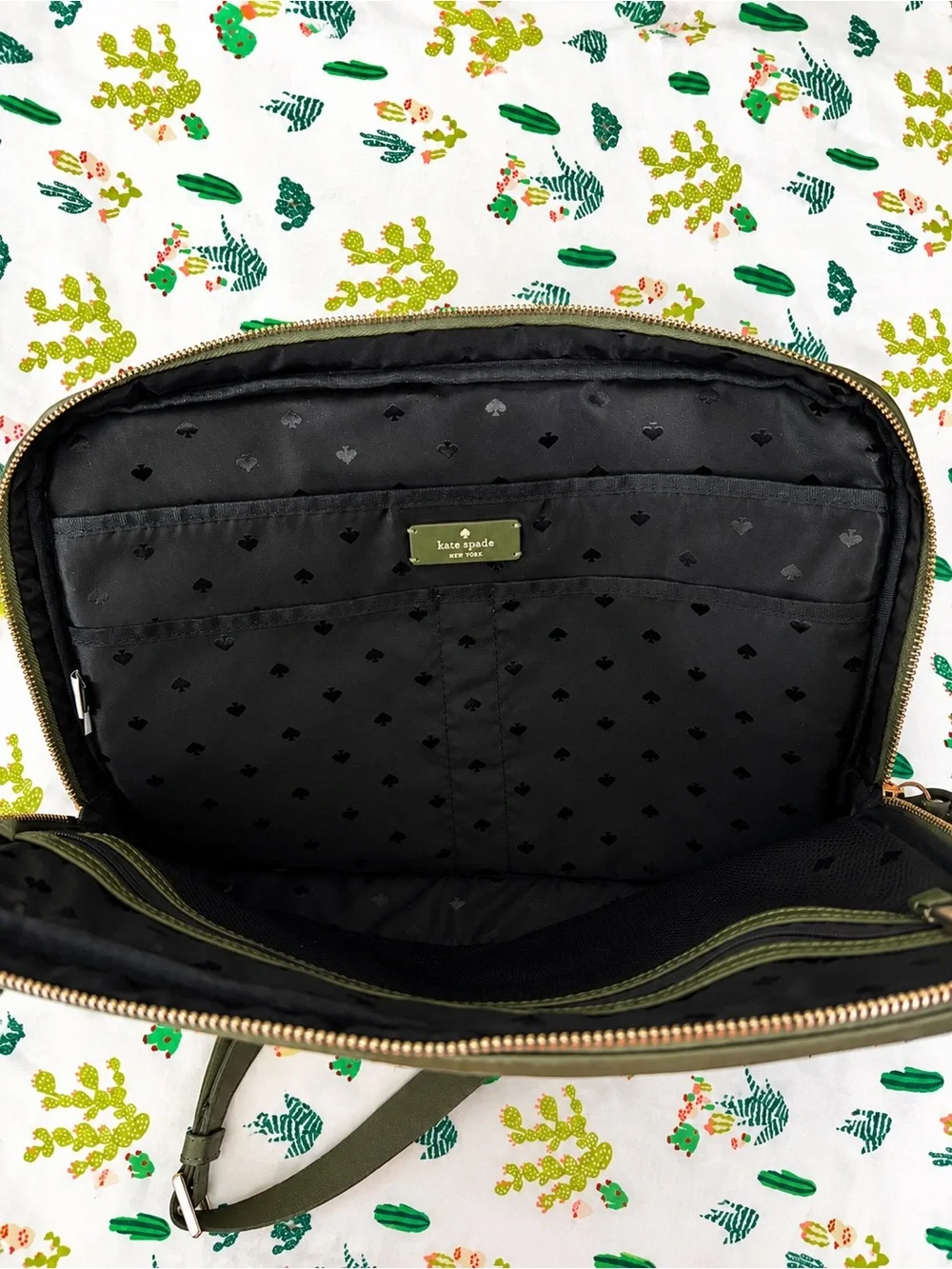 Kate Spade New York Olive Green Nylon Laptop Messenger Crossbody Bag